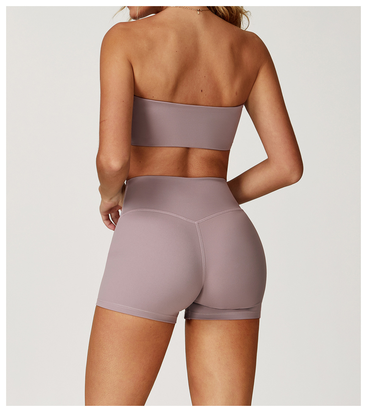 Beige Soft Fabric Strapless Workout Bra - Image 6